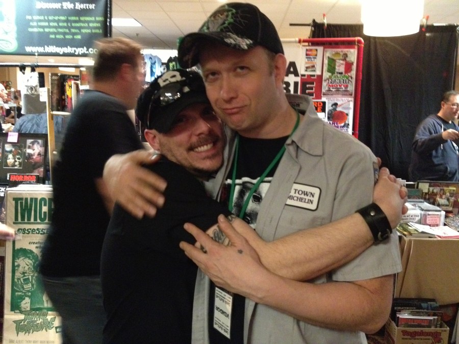 The best bloody loving around? You bet! Hugging on 'Incest Death Squad' auteur Cory Udler!